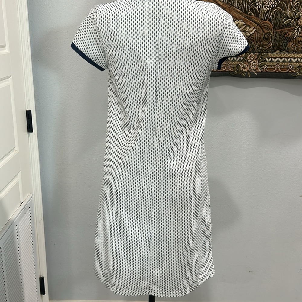 Cortefiel Short Sleeve  Knit Mini.‎ Beautiful Blue Print    On Dress. Size UK6 - Picture 5 of 11